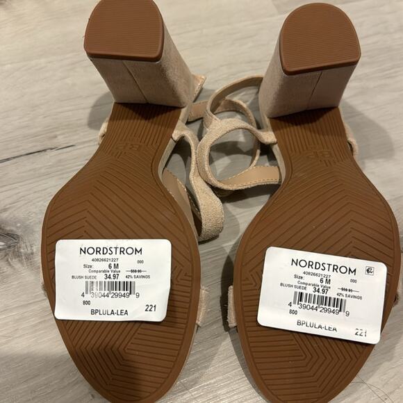 BP NWT Lula Slingback Blush Suede Strappy Block heel Sandals - Picture 8 of 8